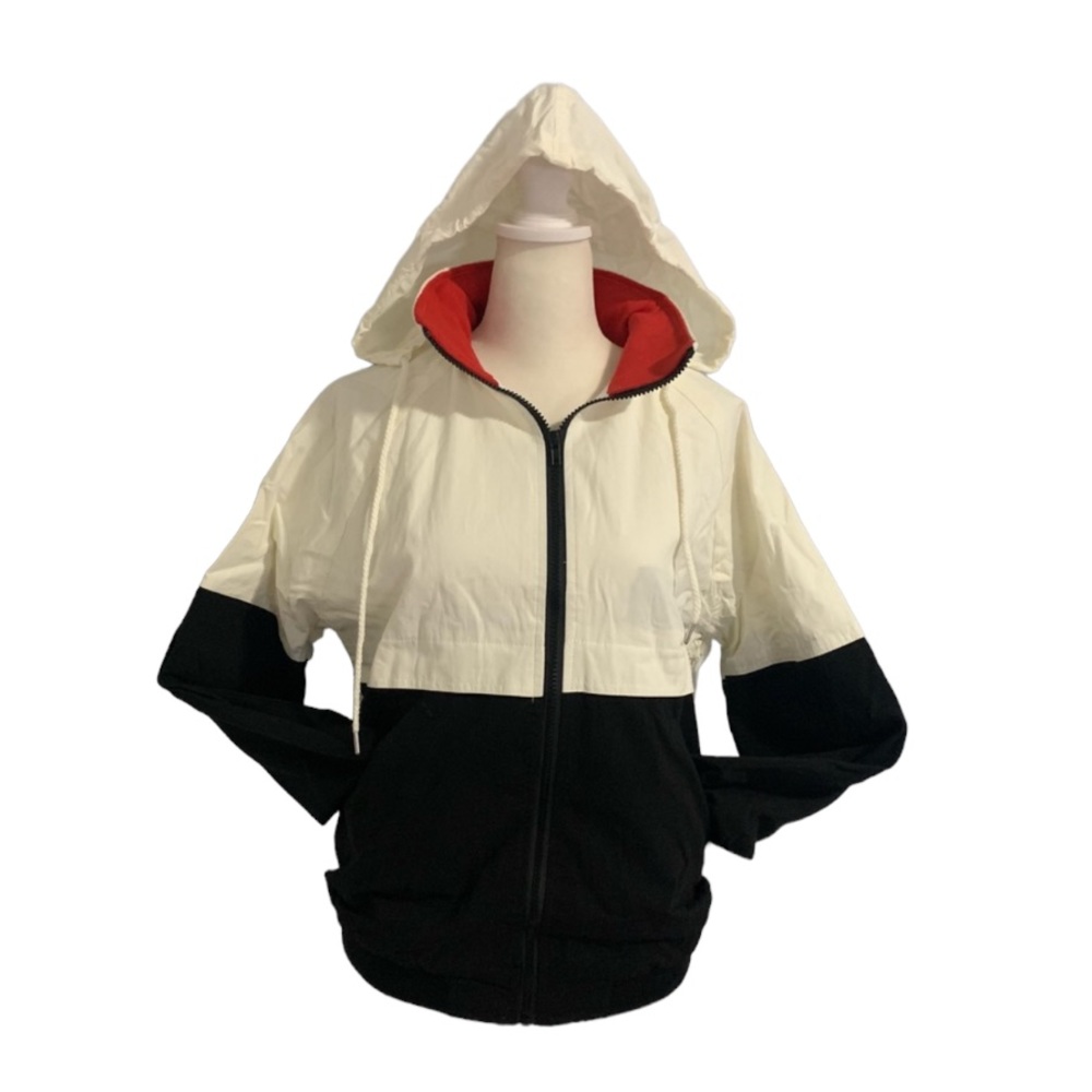 Cali 1850 NEW Color-block Hood Jacket Black White Red XS 100% Cotton Casual